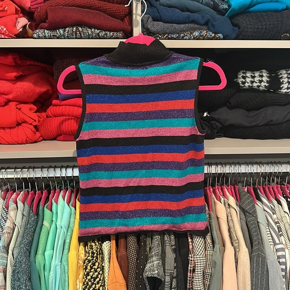 Style & Co multicolored shimmery striped mock neck sleeveless knit top size P - Picture 3 of 3